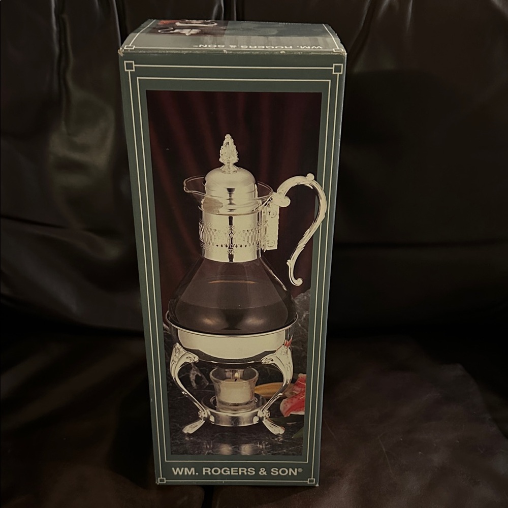 NIB William Rogers & Son Silver-Plated Coffee Carafe and Stand With Candle Cup - Picture 2 of 3